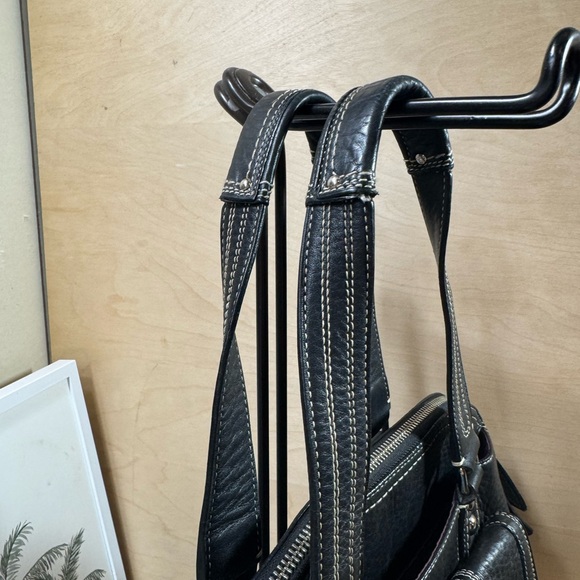 Coach Black Leather Satchel with Contrast Stitching - Picture 8 of 16